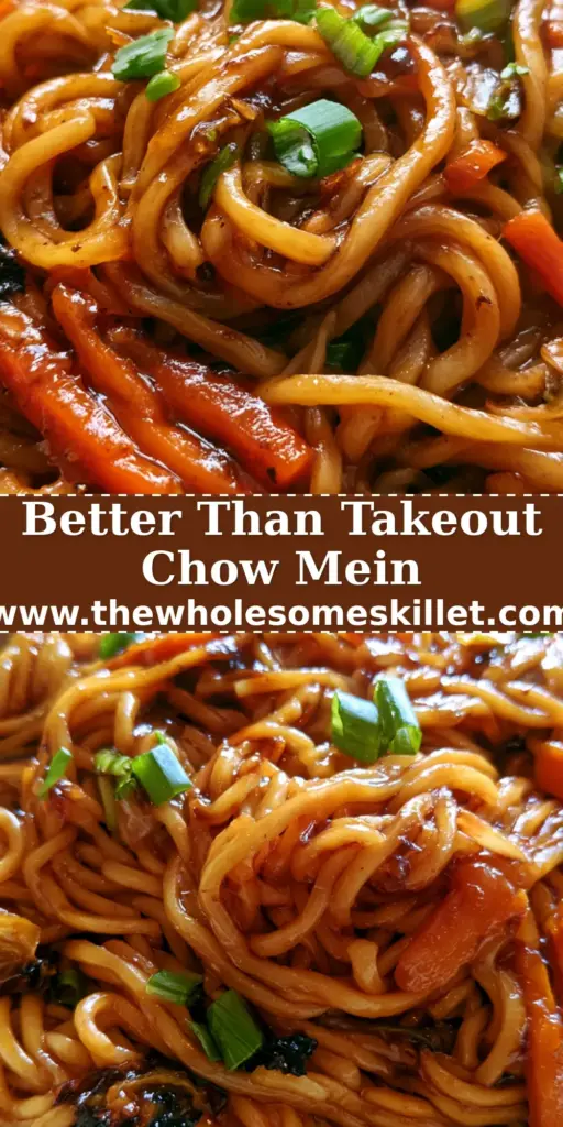 Authentic Chow Mein: The Ultimate Restaurant-Style Stir-Fry Guide 4 A close-up shot of authentic chow mein in a bowl with glistening dark noodles, vibrant orange julienned carrots, and fresh green scallions.