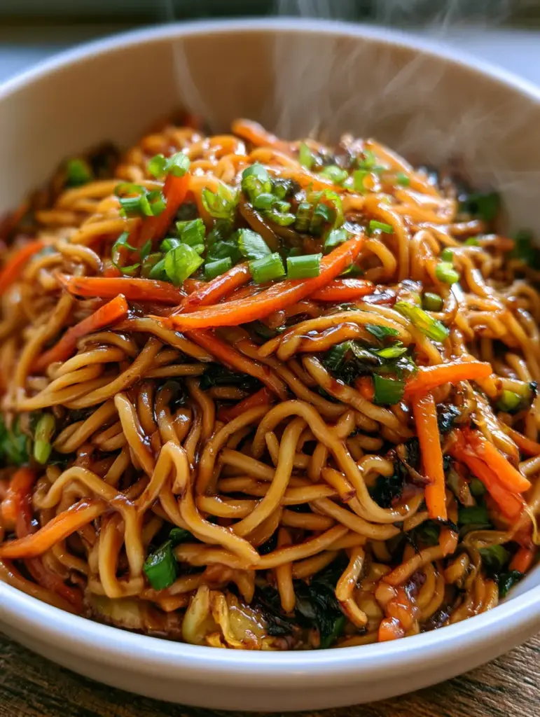 Authentic Chow Mein: The Ultimate Restaurant-Style Stir-Fry Guide 1 A steaming bowl of authentic chow mein noodles with bean sprouts and sesame seeds garnish in soft natural light.