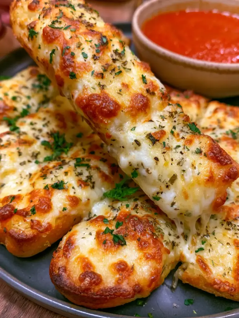 Homemade Cheese Sticks: The Ultimate Cheesy Pizza Hut Copycat 2 A handheld smartphone photo showing an epic cheese pull from a plate of golden-brown homemade cheese sticks. (homemade cheese sticks)