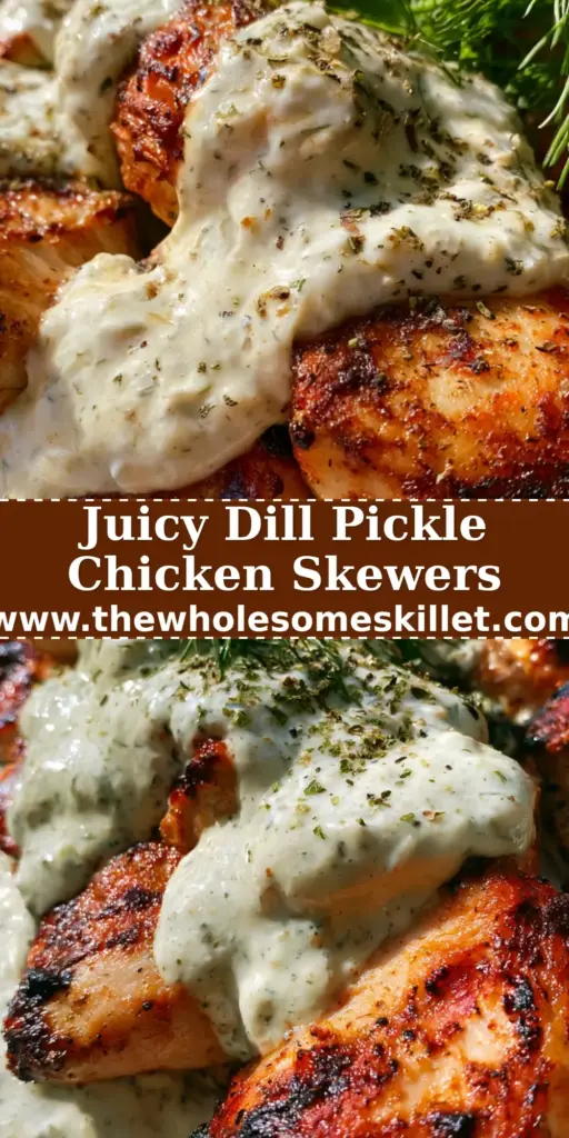 Chicken Kabobs with Creamy Homemade Dill Ranch (Air Fryer Recipe) 4 Close-up of juicy air fryer chicken kabobs on a white ceramic plate with creamy dill ranch drizzle and fresh dill sprigs.