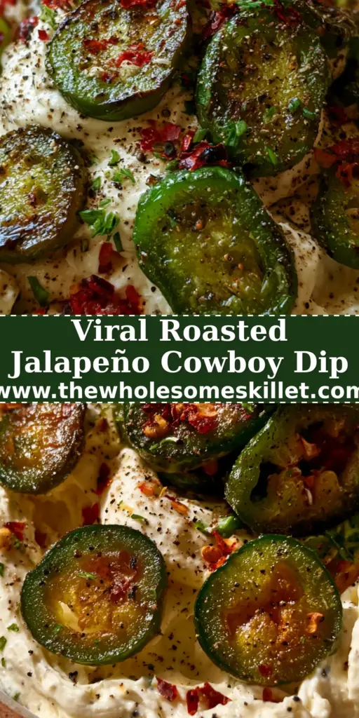 Jalapeño Cream Cheese Dip: The Ultimate Whipped Cowboy Appetizer 4 A rustic bowl of whipped jalapeño cream cheese dip topped with charred peppers and red chili flakes.