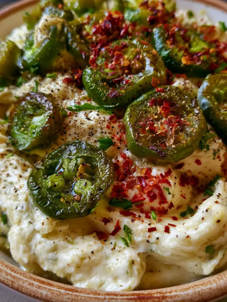 Jalapeño Cream Cheese Dip: The Ultimate Whipped Cowboy Appetizer 1 Overhead view of a rustic bowl filled with jalapeño cream cheese dip garnished with vibrant green herbs.