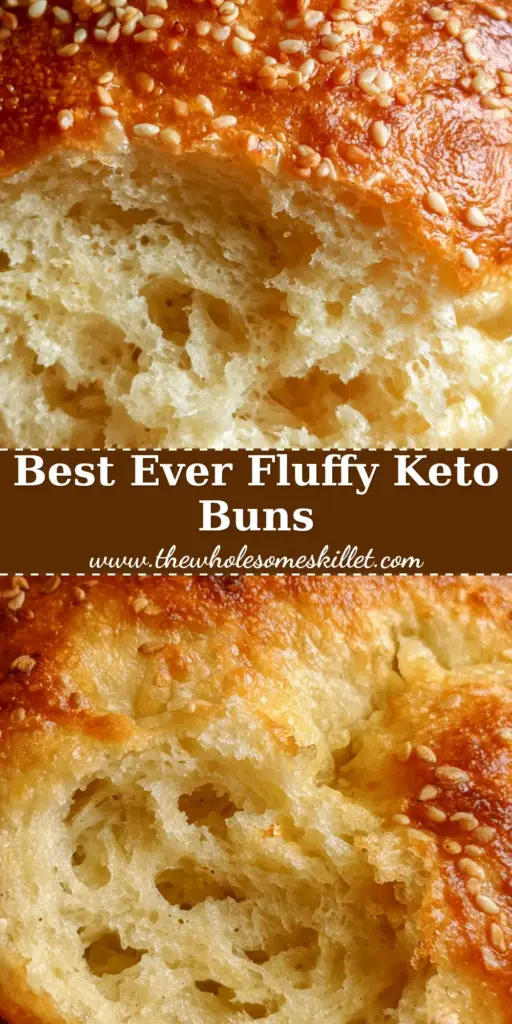 Low Carb Burger Buns: The Ultimate Fluffy Keto Bread Recipe 4 A stack of freshly baked low carb burger buns with golden-brown toasted crusts and white sesame seeds on a rustic wooden table.