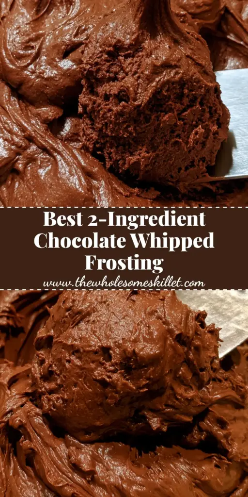 A high-angle smartphone photo of a white ceramic bowl filled with glossy chocolate whipped frosting featuring thick velvet swirls and a silver spatula. (chocolate whipped frosting)