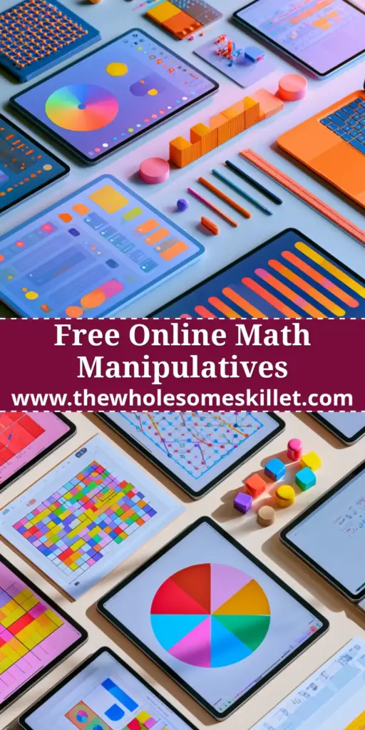 A colorful flat lay of edible math manipulatives including fruit abacuses, cracker geoboards, and cucumber base ten blocks on a modern kitchen counter. (math manipulatives)