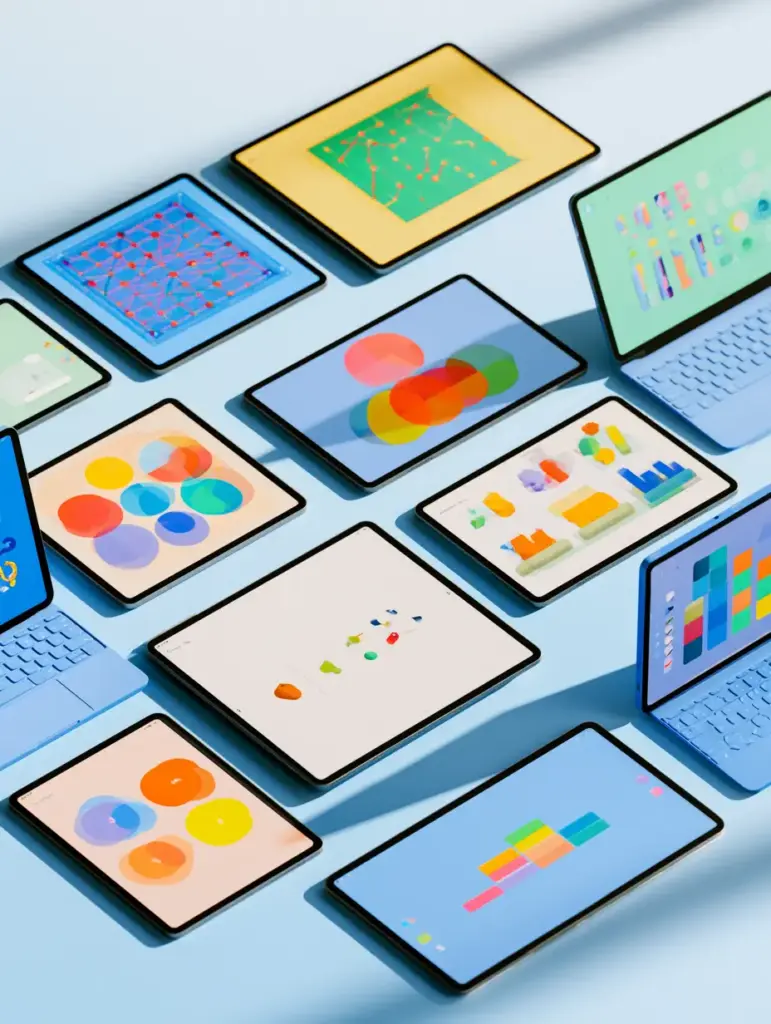 A handheld smartphone photo showing a bright, studio-lit flat lay of math manipulatives for student engagement.
