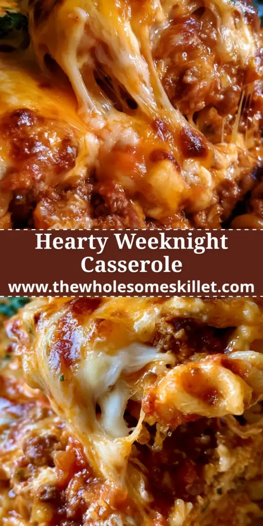 Beef Noodle Bake: The Ultimate Cheesy Ground Beef Casserole 4 A bubbling hot beef noodle bake in a white casserole dish with a thick golden-brown cheese crust and fresh parsley garnish.