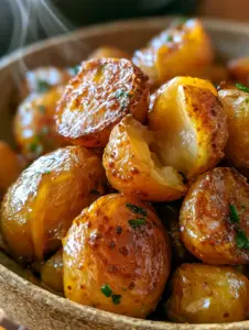 Hyperrealistic smartphone photo of potato bites in a rustic bowl with visible steam and mustard seeds.
