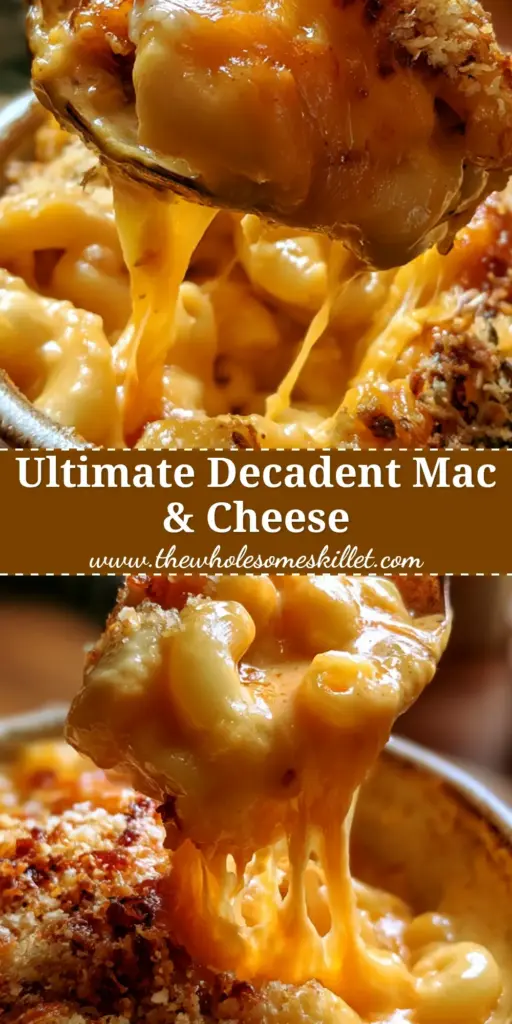 Mac and Cheese: The Ultimate Decadent Baked Macaroni and Cheese Extravaganza 4 A rustic ceramic bowl of decadent baked mac and cheese with a golden-brown Panko crust and a spoon lifting a gooey cheese pull.
