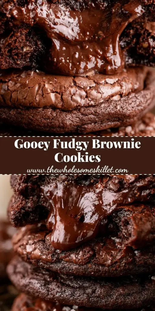 A stack of three dark chocolate cookies with a crackly surface and flaky sea salt on a rustic background. (chocolate cookies)
