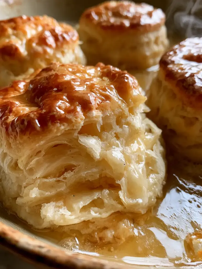 Butter Biscuits: The Ultimate Flaky Butter Swim Recipe 1 Handheld smartphone photo of a butter biscuit with steam rising and crisp edges.