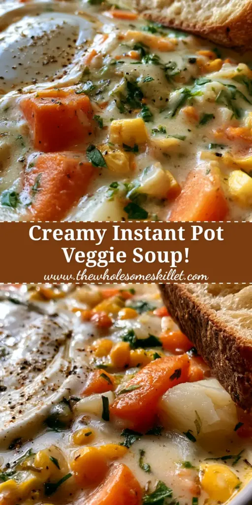 Creamy Veggie Soup: The Ultimate Velvety Vegetable Comfort Bowl 4 A steaming bowl of creamy veggie soup with carrots, corn, and a cream swirl next to artisan bread.