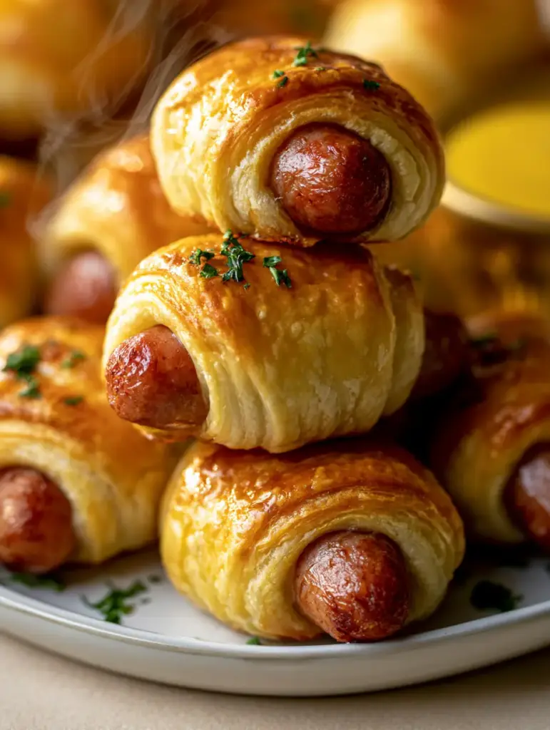 Sausage Bites: The Ultimate Golden Crescent Pigs in a Blanket 1 A cross-section of a sausage bite showing the distinct layers of flaky pastry and juicy sausage.