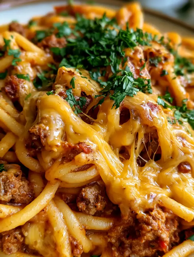 Overhead view of a rustic bowl of taco spaghetti with golden noodles and abundant chopped cilantro.