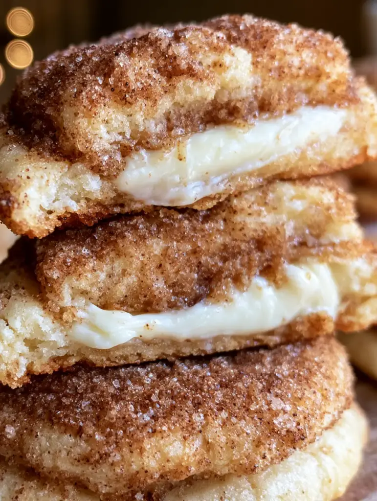 Churro Cheesecake Cookies: The Ultimate Stuffed Cinnamon Sugar Recipe 1 Close up of the granular cinnamon sugar crystals on the golden-brown exterior of churro cheesecake cookies. (churro cheesecake cookies)