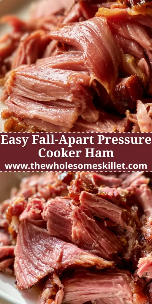 Pressure Cooker Ham: Fall-Apart Tender Shredded Perfection 4 A minimalist white ceramic plate topped with perfectly shredded pressure cooker ham, glistening with juices on a rustic wooden table.