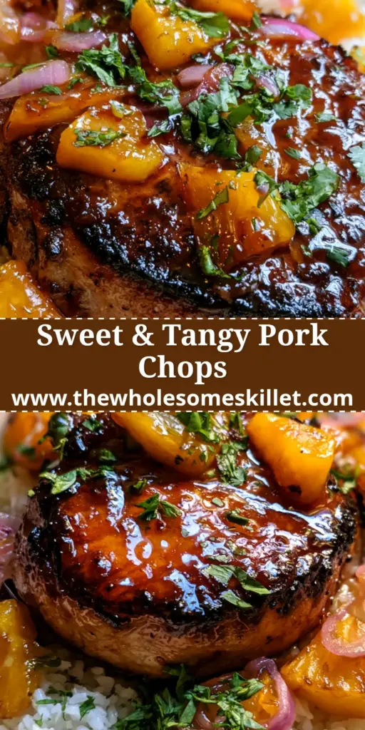 Pineapple Ginger Pork Chops with Caramelized Onions and Jasmine Rice 4 A close-up of a thick-cut pork chop with a glistening pineapple ginger glaze served over jasmine rice with caramelized fruit.