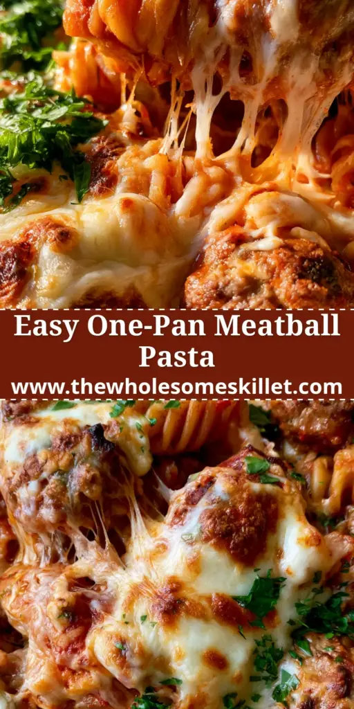 Meatball Pasta Bake: The Ultimate Cheesy Comfort Food 4 A bubbling meatball pasta bake in a ceramic dish with golden melted cheese and rotini pasta.