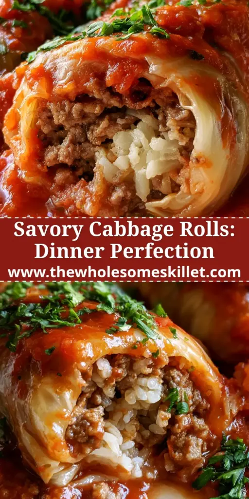 Stuffed Cabbage Rolls with Savory Ground Beef and Fluffy Rice 4 A stack of glistening stuffed cabbage rolls coated in rich tomato sauce and garnished with fresh parsley.