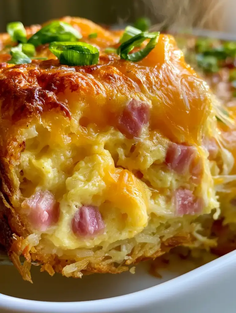 Close up view of melted cheddar and mozzarella cheese on a farmhouse breakfast bake.