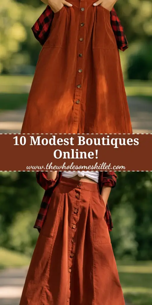 Modest Boutiques Inspired Terracotta Red Velvet Corduroy Cake 4 A collage showing the latest trends from top modest boutiques including corduroy skirts and plaid layers.