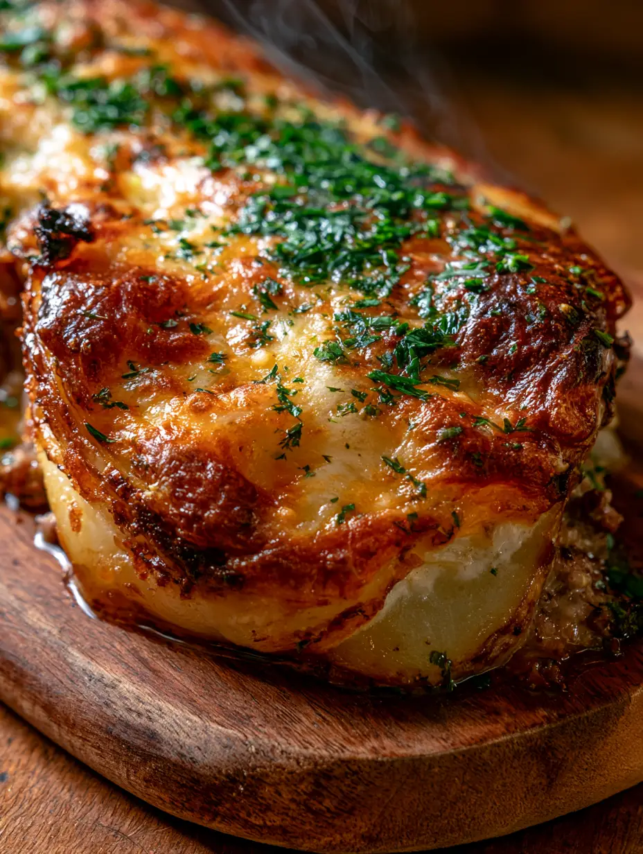 Cheesy Beef Potato Bake: The Ultimate Comfort Casserole With A Golden Crust 3 A handheld smartphone photo showing the layers of tender potatoes and beef under a bubbly cheese crust. (cheesy beef potato bake)
