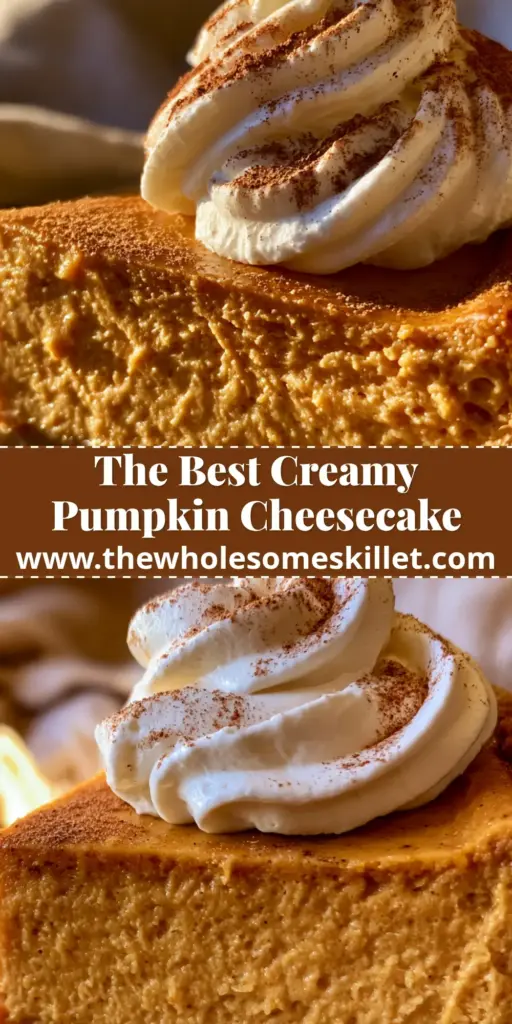 A thick slice of pumpkin cheesecake with a deep orange texture and whipped cream on a ceramic plate. (pumpkin cheesecake)