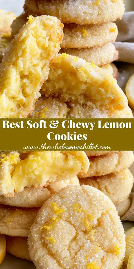 Lemon Sugar Cookies: The Ultimate Soft and Fudgy Recipe 4 A tall stack of soft lemon sugar cookies coated in sparkling granulated sugar and yellow zest on a marble surface. (lemon sugar cookies)