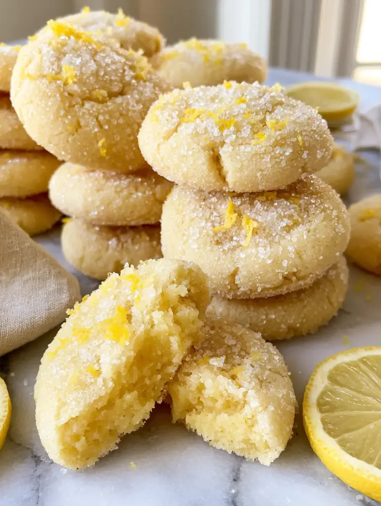 Lemon Sugar Cookies: The Ultimate Soft and Fudgy Recipe 1 Close-up of a broken lemon sugar cookie revealing a tender yellow crumb and moist center. (lemon sugar cookies)