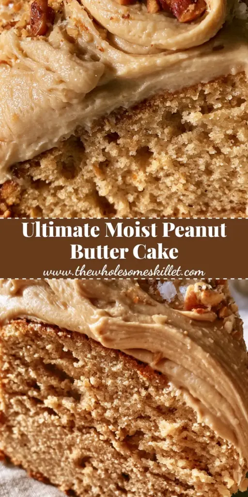 Peanut Butter Cake with Whipped Frosting and Roasted Peanuts 4 A thick slice of peanut butter cake with golden sponge and whipped frosting on a rustic linen background.