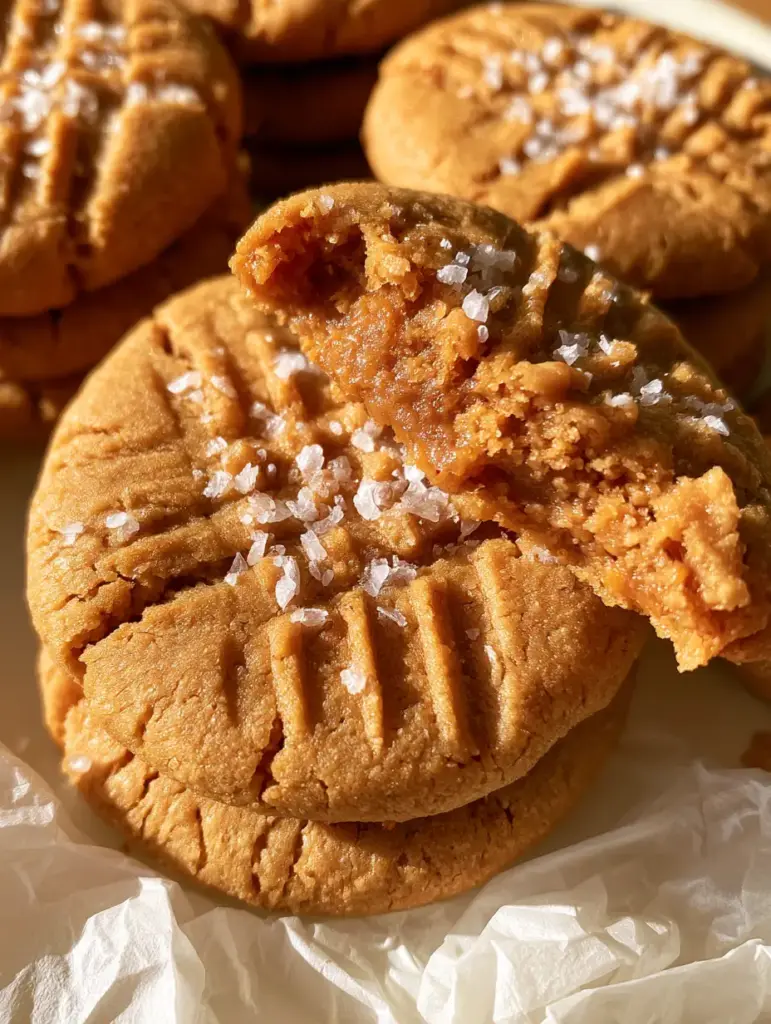 Healthy Peanut Butter Cookies with Oat Flour and Sea Salt 1 A tray of healthy peanut butter cookies featuring prominent fork cross-hatch marks and sparkling sea salt.