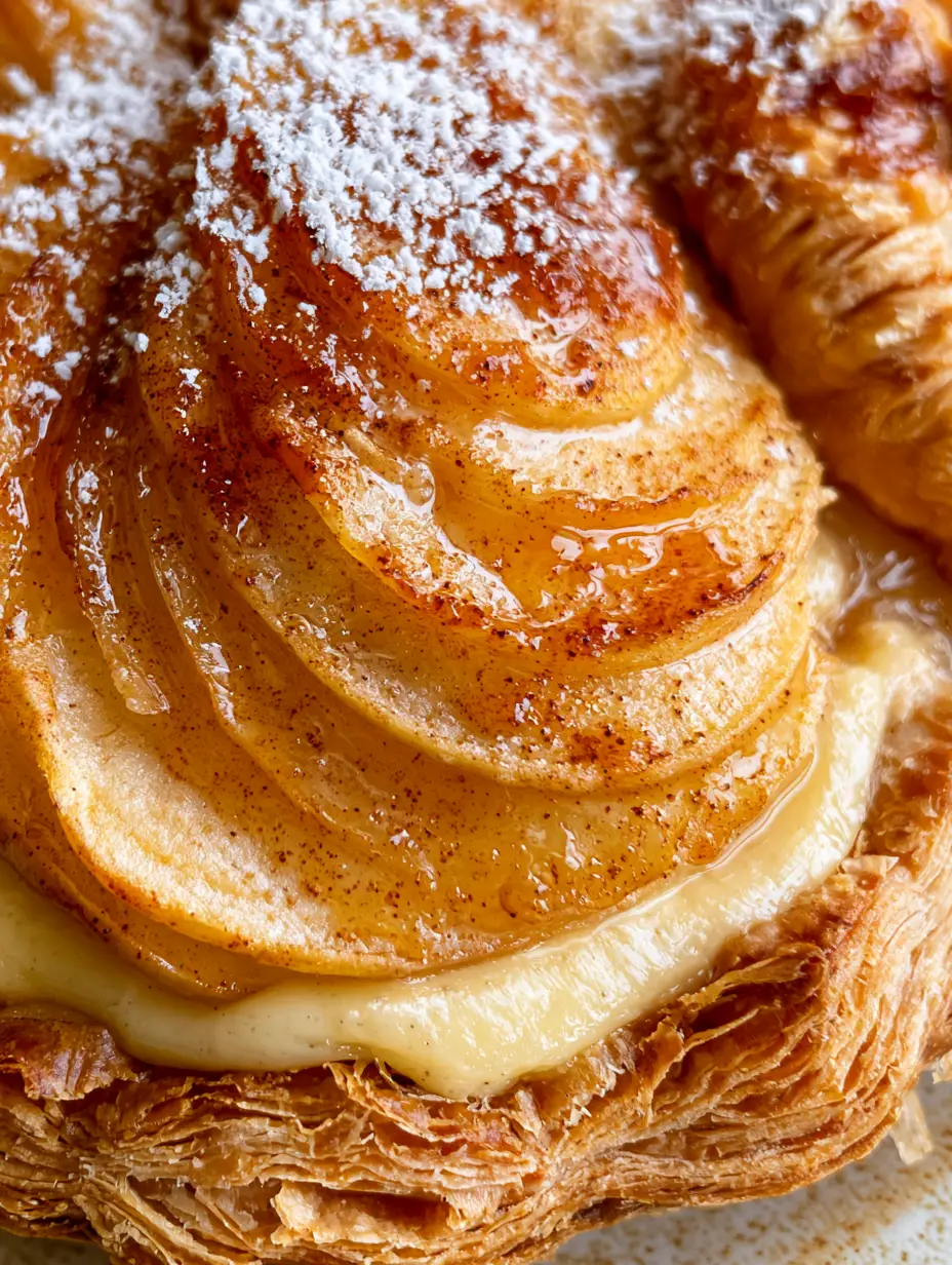 Apple Custard Puff Pastries with Honey-Glazed Honeycrisp Apples 3 High-angle shot showing the shattered crisp edges and silky vanilla bean custard of apple custard puff pastries.