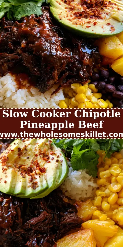Chipotle Pineapple Beef Bowls with Glazed Shredded Steak and Avocado 3 A vibrant chipotle pineapple beef bowl with glossy shredded beef, avocado, and jasmine rice. (chipotle pineapple beef bowls)