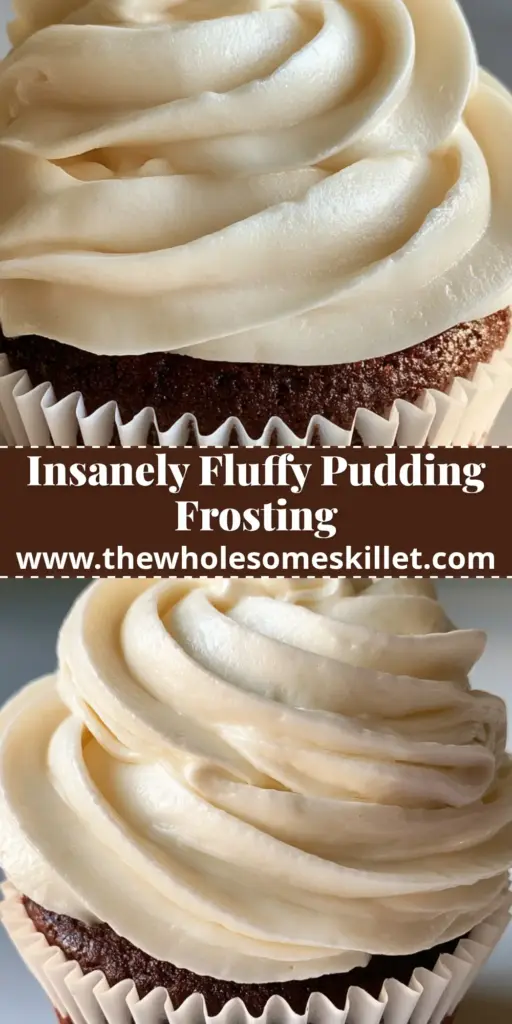 Pudding Frosting: The Ultimate Silk-Smooth Vanilla Buttercream Recipe 4 A massive swirl of pale cream pudding frosting with vanilla bean specks on a dark chocolate cupcake.