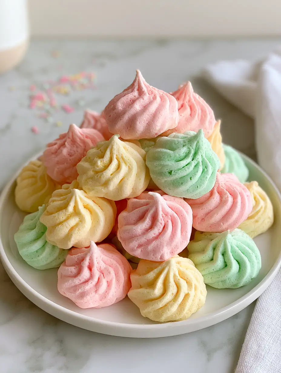Jello Meringues: The Ultimate Guide to Colorful, Melt-in-Your-Mouth Pastel Cookies 3 Close up of jello meringues showing delicate matte texture and sharp star-shaped ridges. (jello meringues)