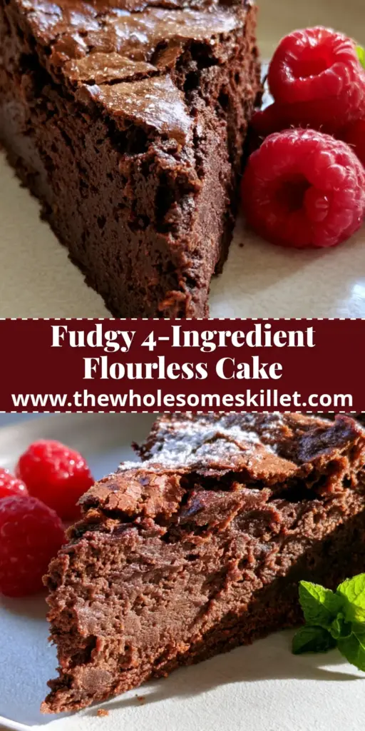 Flourless Chocolate Cake: The Ultimate Decadent and Fudgy Torte 4 A thick, fudgy slice of flourless chocolate cake on a white plate with raspberries and mint. (flourless chocolate cake)