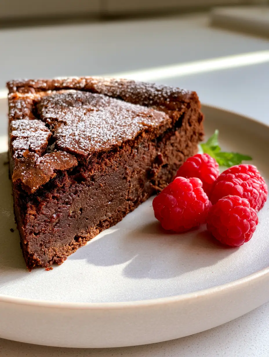 Flourless Chocolate Cake: The Ultimate Decadent and Fudgy Torte 3 A handheld smartphone photo showing the dense, velvety crumb of a flourless chocolate cake. (flourless chocolate cake)