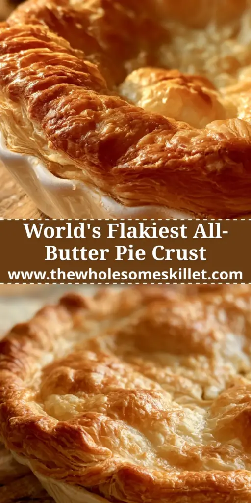 All-Butter Pie Crust: The Ultimate Guide to Shatteringly Flaky Pastry 4 A close-up shot of a golden-brown all-butter pie crust in a white ceramic dish with visible flaky layers.