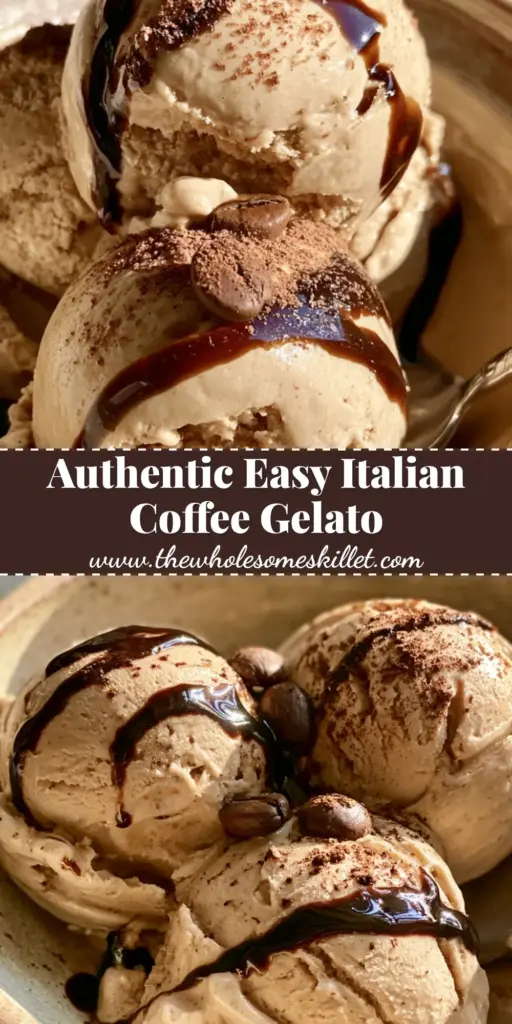 Espresso Gelato: The Ultimate Silky Italian Coffee Dessert 3 Three perfect scoops of velvety espresso gelato in a rustic bowl with glistening syrup and coffee beans.