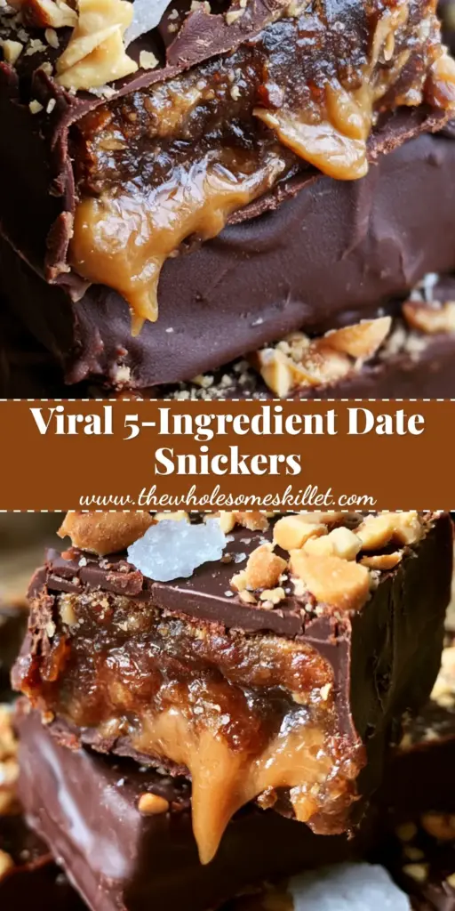 Date Snickers: The Ultimate Healthy Homemade Candy Bar 4 A stack of homemade date snickers showing the gooey peanut butter and date caramel center dripping from a split bar.