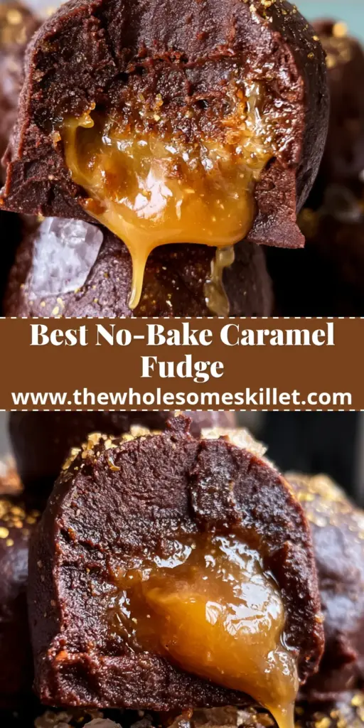 Salted Caramel Chocolate Fudge: The Ultimate Decadent Truffle Recipe 4 A stack of rich dark chocolate fudge truffles with a sliced center showing golden dripping salted caramel and gold sprinkles. (salted caramel chocolate fudge)