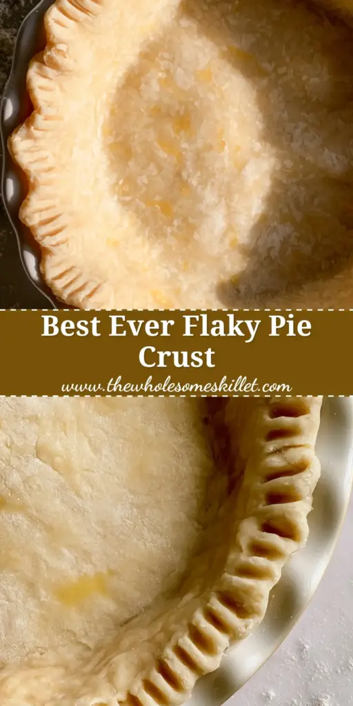 Pie Crust Recipe: The Ultimate Guide to Buttery Flaky Pastry 3 A perfectly crimped raw pie crust in a white fluted dish on a marble countertop with visible butter flecks.