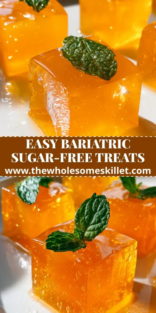 Gelatin Treats with Vibrant Orange and Fresh Mint 4 A minimalist white plate holding several vibrant, translucent orange gelatin treats topped with fresh green mint leaves. (gelatin treats)