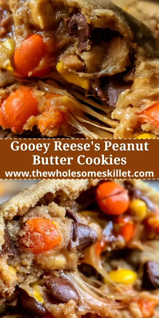 reeses peanut butter cookies: The Ultimate Molten Center Masterpiece 4 A stack of freshly baked reeses peanut butter cookies overflowing with colorful candies and melty peanut butter chips.