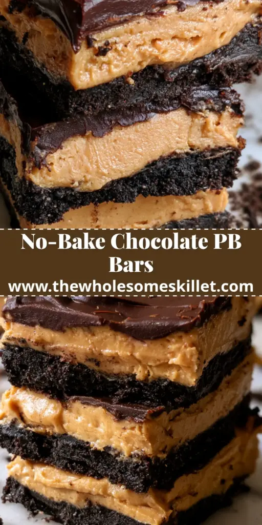 A stack of three oreo peanut butter delights on a white marble surface, showing pristine layers of dark crust and light filling.