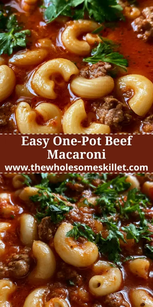 Beef Macaroni Soup: The Ultimate Hearty One-Pot Comfort Meal 4 A steaming bowl of beef macaroni soup with glistening pasta, ground beef, and fresh parsley in a red broth.