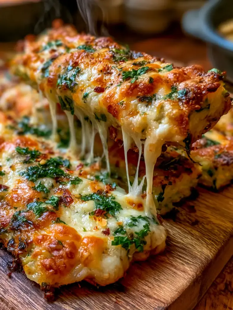 Zucchini Cheese Sticks with Gooey Mozzarella and Crispy Parmesan 2 Extreme close-up of zucchini cheese sticks glistening with melted mozzarella and garnished with fresh green parsley. (zucchini cheese sticks)