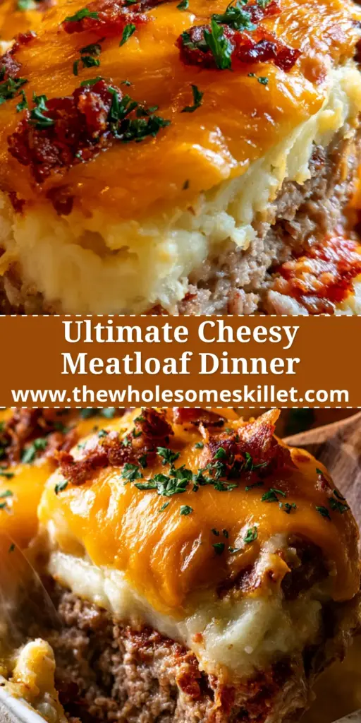 A close-up of a layered comfort meatloaf casserole with bubbly cheddar and bacon. (comfort meatloaf)