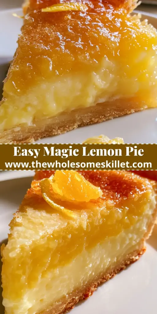 A top-down view of a zesty lemon dream pie with vibrant yellow custard and a caramelized sugar crust.