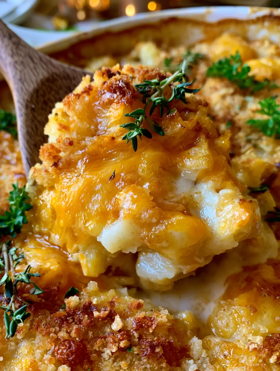 5-Ingredient Comfort Bake with a Golden Breadcrumb Crust 3 Extreme close-up of a rustic wooden spoon lifting a portion of 5-ingredient comfort bake showing melted cheddar and steam.